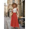 image:imageGRECERELLE Womens Boho Maxi Skirt Elastic High Waist Tiered ALine Casual Summer Flowy Asymmetric Long Skirts with PocketsLiving Coral
