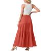 image:imageGRECERELLE Womens Boho Maxi Skirt Elastic High Waist Tiered ALine Casual Summer Flowy Asymmetric Long Skirts with PocketsLiving Coral