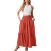 image:imageGRECERELLE Womens Boho Maxi Skirt Elastic High Waist Tiered ALine Casual Summer Flowy Asymmetric Long Skirts with PocketsLiving Coral
