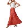 image:imageGRECERELLE Womens Boho Maxi Skirt Elastic High Waist Tiered ALine Casual Summer Flowy Asymmetric Long Skirts with PocketsLiving Coral