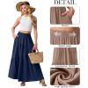 image:imageGRECERELLE Womens Boho Maxi Skirt Elastic High Waist Tiered ALine Casual Summer Flowy Asymmetric Long Skirts with PocketsNavy Blue