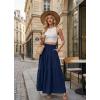 image:imageGRECERELLE Womens Boho Maxi Skirt Elastic High Waist Tiered ALine Casual Summer Flowy Asymmetric Long Skirts with PocketsNavy Blue