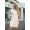 image:imageGRECERELLE Womens Casual TShirt Dress with Pockets Short Sleeve Shift Dresses WrinkleResistant Above Knee LengthApricot White