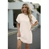 image:imageGRECERELLE Womens Casual TShirt Dress with Pockets Short Sleeve Shift Dresses WrinkleResistant Above Knee LengthApricot White