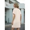 image:imageGRECERELLE Womens Casual TShirt Dress with Pockets Short Sleeve Shift Dresses WrinkleResistant Above Knee LengthApricot White