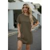 image:imageGRECERELLE Womens Casual TShirt Dress with Pockets Short Sleeve Shift Dresses WrinkleResistant Above Knee LengthArmy Green