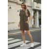 image:imageGRECERELLE Womens Casual TShirt Dress with Pockets Short Sleeve Shift Dresses WrinkleResistant Above Knee LengthArmy Green