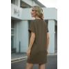 image:imageGRECERELLE Womens Casual TShirt Dress with Pockets Short Sleeve Shift Dresses WrinkleResistant Above Knee LengthArmy Green