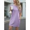 image:imageGRECERELLE Womens Casual TShirt Dress with Pockets Short Sleeve Shift Dresses WrinkleResistant Above Knee LengthAura Indigo