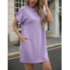 image:imageGRECERELLE Womens Casual TShirt Dress with Pockets Short Sleeve Shift Dresses WrinkleResistant Above Knee LengthAura Indigo