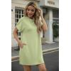 image:imageGRECERELLE Womens Casual TShirt Dress with Pockets Short Sleeve Shift Dresses WrinkleResistant Above Knee LengthAvocado Green