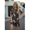 image:imageGRECERELLE Womens Casual TShirt Dress with Pockets Short Sleeve Shift Dresses WrinkleResistant Above Knee LengthBlack Ink Lotus