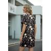 image:imageGRECERELLE Womens Casual TShirt Dress with Pockets Short Sleeve Shift Dresses WrinkleResistant Above Knee LengthBlack Ink Lotus