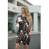image:imageGRECERELLE Womens Casual TShirt Dress with Pockets Short Sleeve Shift Dresses WrinkleResistant Above Knee LengthBlack Ink Lotus