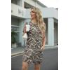 image:imageGRECERELLE Womens Casual TShirt Dress with Pockets Short Sleeve Shift Dresses WrinkleResistant Above Knee LengthBlack Khaki Leaf
