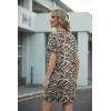 image:imageGRECERELLE Womens Casual TShirt Dress with Pockets Short Sleeve Shift Dresses WrinkleResistant Above Knee LengthBlack Khaki Leaf