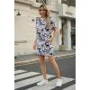 image:imageGRECERELLE Womens Casual TShirt Dress with Pockets Short Sleeve Shift Dresses WrinkleResistant Above Knee LengthBlue Pink Paisley