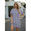 image:imageGRECERELLE Womens Casual TShirt Dress with Pockets Short Sleeve Shift Dresses WrinkleResistant Above Knee LengthBlue White Wave