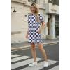 image:imageGRECERELLE Womens Casual TShirt Dress with Pockets Short Sleeve Shift Dresses WrinkleResistant Above Knee LengthBlue White Wave