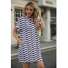 image:imageGRECERELLE Womens Casual TShirt Dress with Pockets Short Sleeve Shift Dresses WrinkleResistant Above Knee LengthBlue White Wave