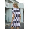 image:imageGRECERELLE Womens Casual TShirt Dress with Pockets Short Sleeve Shift Dresses WrinkleResistant Above Knee LengthBlue White Wave