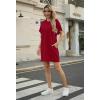 image:imageGRECERELLE Womens Casual TShirt Dress with Pockets Short Sleeve Shift Dresses WrinkleResistant Above Knee LengthBurgundy