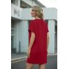image:imageGRECERELLE Womens Casual TShirt Dress with Pockets Short Sleeve Shift Dresses WrinkleResistant Above Knee LengthBurgundy