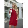 image:imageGRECERELLE Womens Casual TShirt Dress with Pockets Short Sleeve Shift Dresses WrinkleResistant Above Knee LengthBurgundy