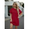 image:imageGRECERELLE Womens Casual TShirt Dress with Pockets Short Sleeve Shift Dresses WrinkleResistant Above Knee LengthBurgundy