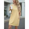 image:imageGRECERELLE Womens Casual TShirt Dress with Pockets Short Sleeve Shift Dresses WrinkleResistant Above Knee LengthButter Yellow