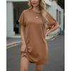 image:imageGRECERELLE Womens Casual TShirt Dress with Pockets Short Sleeve Shift Dresses WrinkleResistant Above Knee LengthCamel