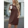 image:imageGRECERELLE Womens Casual TShirt Dress with Pockets Short Sleeve Shift Dresses WrinkleResistant Above Knee LengthDark Coffee