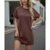 image:imageGRECERELLE Womens Casual TShirt Dress with Pockets Short Sleeve Shift Dresses WrinkleResistant Above Knee LengthDark Coffee