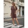 image:imageGRECERELLE Womens Casual TShirt Dress with Pockets Short Sleeve Shift Dresses WrinkleResistant Above Knee LengthDark Coffee
