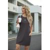 image:imageGRECERELLE Womens Casual TShirt Dress with Pockets Short Sleeve Shift Dresses WrinkleResistant Above Knee LengthDark Gray