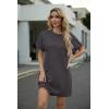 image:imageGRECERELLE Womens Casual TShirt Dress with Pockets Short Sleeve Shift Dresses WrinkleResistant Above Knee LengthDark Gray