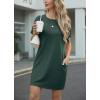 image:imageGRECERELLE Womens Casual TShirt Dress with Pockets Short Sleeve Shift Dresses WrinkleResistant Above Knee LengthDark Green