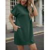 image:imageGRECERELLE Womens Casual TShirt Dress with Pockets Short Sleeve Shift Dresses WrinkleResistant Above Knee LengthDark Green