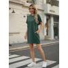 image:imageGRECERELLE Womens Casual TShirt Dress with Pockets Short Sleeve Shift Dresses WrinkleResistant Above Knee LengthDark Green
