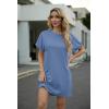image:imageGRECERELLE Womens Casual TShirt Dress with Pockets Short Sleeve Shift Dresses WrinkleResistant Above Knee LengthDenim Blue