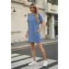 image:imageGRECERELLE Womens Casual TShirt Dress with Pockets Short Sleeve Shift Dresses WrinkleResistant Above Knee LengthDenim Blue