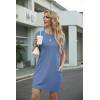 image:imageGRECERELLE Womens Casual TShirt Dress with Pockets Short Sleeve Shift Dresses WrinkleResistant Above Knee LengthDenim Blue