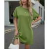 image:imageGRECERELLE Womens Casual TShirt Dress with Pockets Short Sleeve Shift Dresses WrinkleResistant Above Knee LengthDill Green