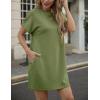 image:imageGRECERELLE Womens Casual TShirt Dress with Pockets Short Sleeve Shift Dresses WrinkleResistant Above Knee LengthDill Green