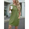 image:imageGRECERELLE Womens Casual TShirt Dress with Pockets Short Sleeve Shift Dresses WrinkleResistant Above Knee LengthDill Green