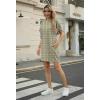 image:imageGRECERELLE Womens Casual TShirt Dress with Pockets Short Sleeve Shift Dresses WrinkleResistant Above Knee LengthGreen White Maze