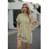 image:imageGRECERELLE Womens Casual TShirt Dress with Pockets Short Sleeve Shift Dresses WrinkleResistant Above Knee LengthGreen White Maze