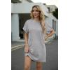 image:imageGRECERELLE Womens Casual TShirt Dress with Pockets Short Sleeve Shift Dresses WrinkleResistant Above Knee LengthHeather Grey