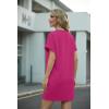 image:imageGRECERELLE Womens Casual TShirt Dress with Pockets Short Sleeve Shift Dresses WrinkleResistant Above Knee LengthHot Pink
