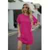image:imageGRECERELLE Womens Casual TShirt Dress with Pockets Short Sleeve Shift Dresses WrinkleResistant Above Knee LengthHot Pink